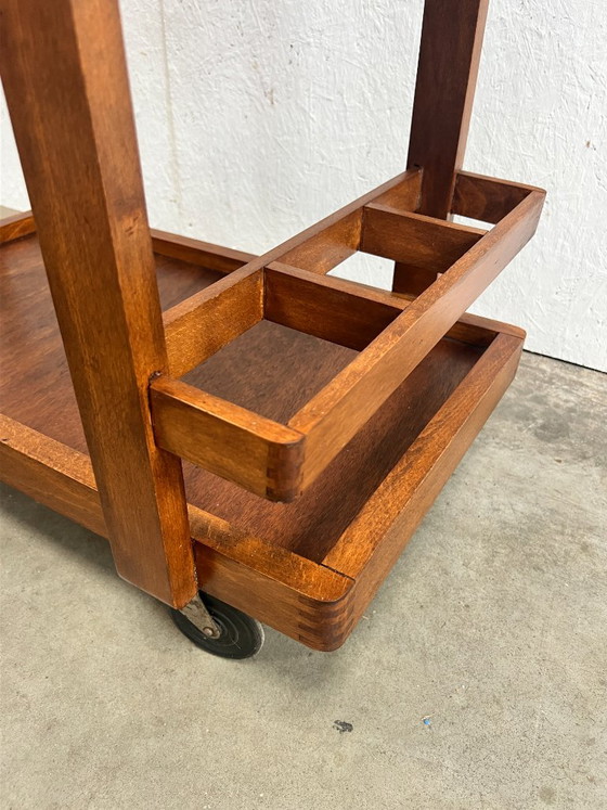Vintage Wooden Trolley / Bar Cart, Amsterdam School (photo 5 of 21)