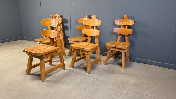 Image 1 of Vintage Spanish brutalist dining chairs, set of 6 - 1960s