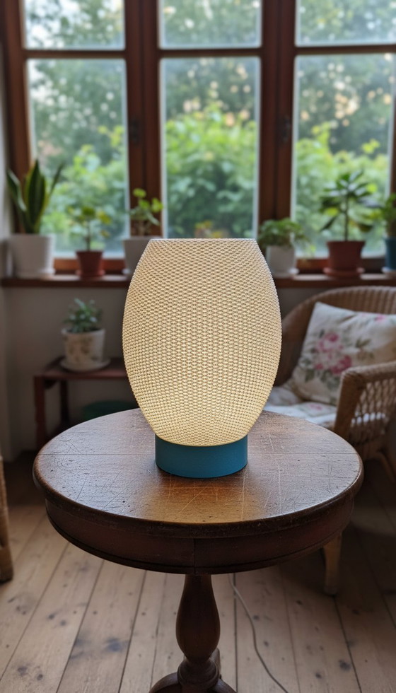 Image 1 of Modern 3D Printed Textured Table Lamp – Warm Ambient Light – Unique Designer Lamp (Wireless or Wired)
