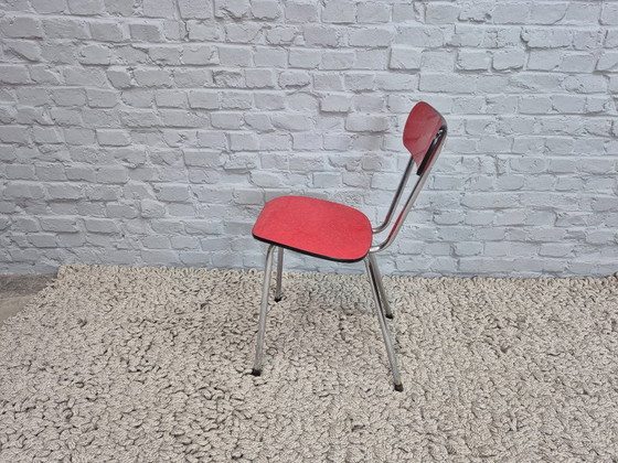 Set di 4 Sedie da Cucina di Design Vintage di Brabantia, Formica Striata Rossa, Paesi Bassi, anni '60 (photo 6 of 8)