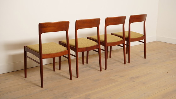 Image 1 of 4 x sedia da pranzo | Henning Kjaernulf | Teak | Rivestita