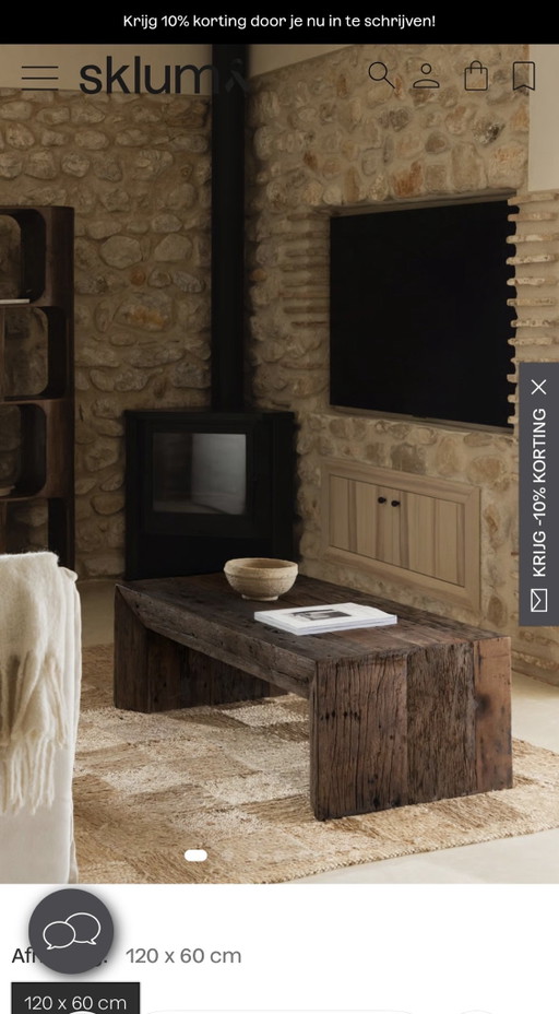 Table basse rectangulaire 120 x 60 cm en bois de Juvira