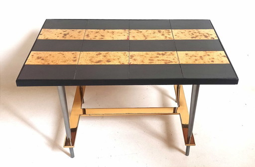 1950s coffee table, ceramic and gold leaf, height 36 cm