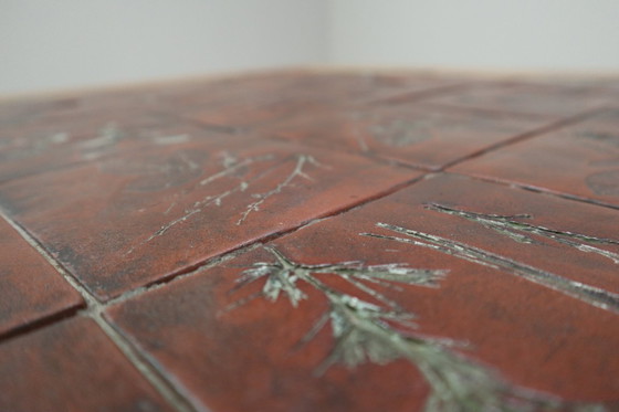 Image 1 of Tavolino in ceramica botanica di metà secolo in rovere, anni '60