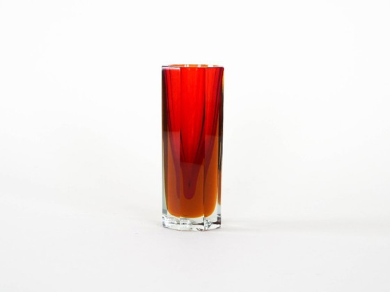 Image 1 of Red glass vase, Czech design, 1960s, made in the Czech Republic