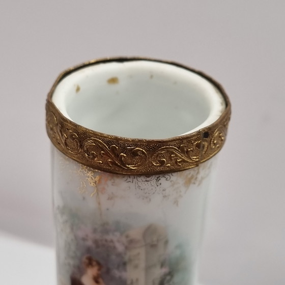 Image 1 of French porcelain castle vases, 19th century