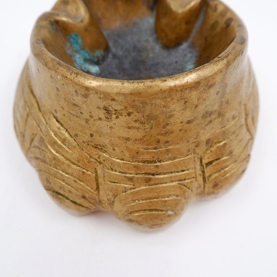 Image 1 of Posacenere in bronzo dorato a forma di zampa di elefante, anni '70
