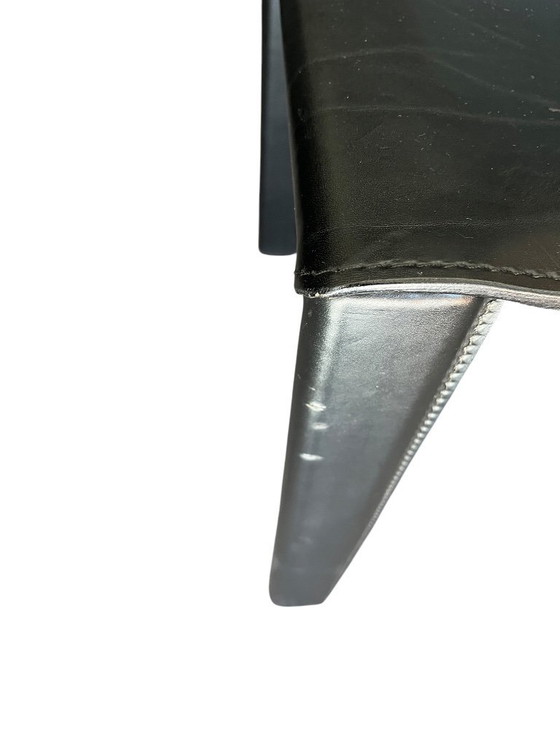 Image 1 of 6 schwarze Leder-Esszimmerstühle Carol von Carlo Bartoli für Matteo Grassi