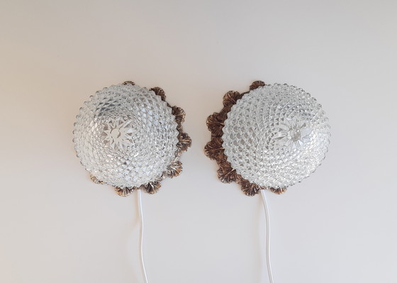 Image 1 of Set di 2 lampade da soffitto Hollywood Regency di Massive, Glass Pinecone Ceiling Lamps