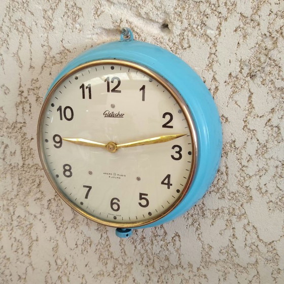 Orologio da parete Gletscher Swiss Made, anni '50 – Vetro, Metallo, Vintage (photo 2 of 6)