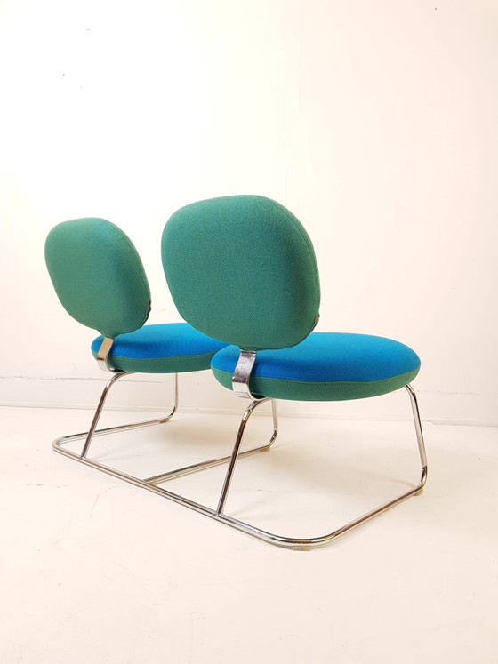 Artifort Banco Vega C 310/2 Sofá 2 Cromo Tela Ploeg Azul – Sofás de 2 plazas, Chrome, Wool, Vintage (photo 4 of 9)