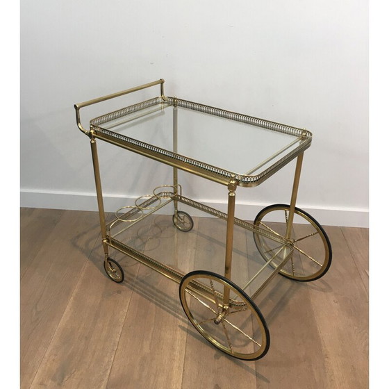 Image 1 of Vintage neoclassical brass rolling table, 1940