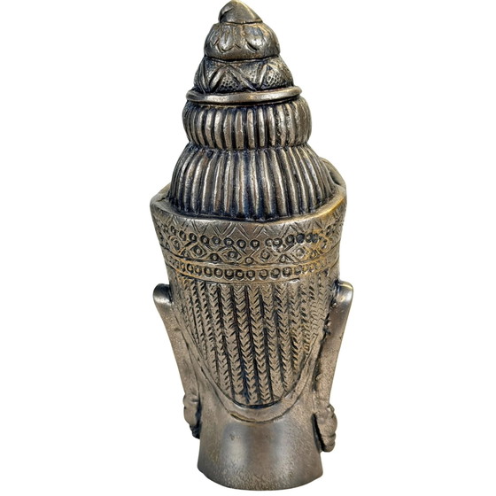 Testa di Divinità Asiatica Decorativa in Metallo con Corona – Sculture, Aziatisch (photo 5 of 9)