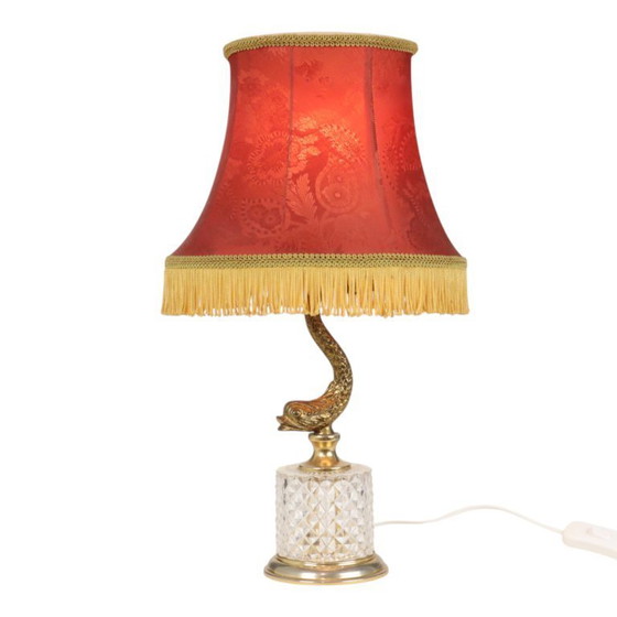 Image 1 of Vintage Brass Table Lamp Mythical Dolphin 45cm