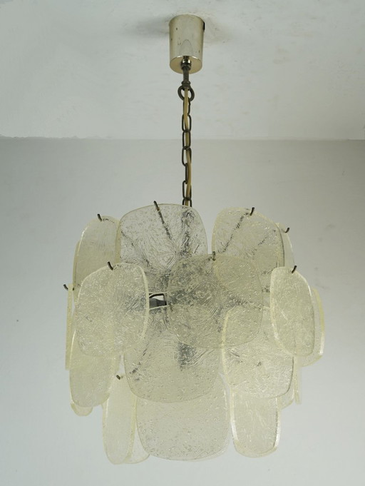 mid century PENDANT LIGHT with 30 acrylic discs like ice glass 1960s 1970s hanging lamp