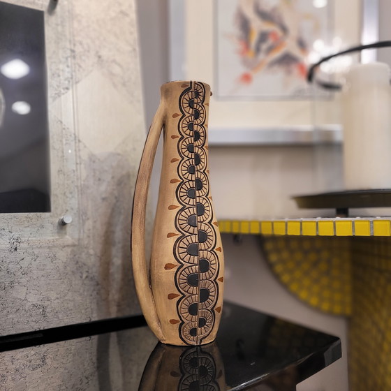 Image 1 of Jarrón / Jarra En Cerámica, Estilo Tribal, 70’S - Francia