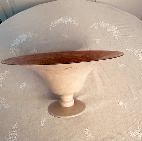 Image 1 of Grande ciotola vintage Vidrios San Miguel in vetro riciclato con piedistallo – forma a calice