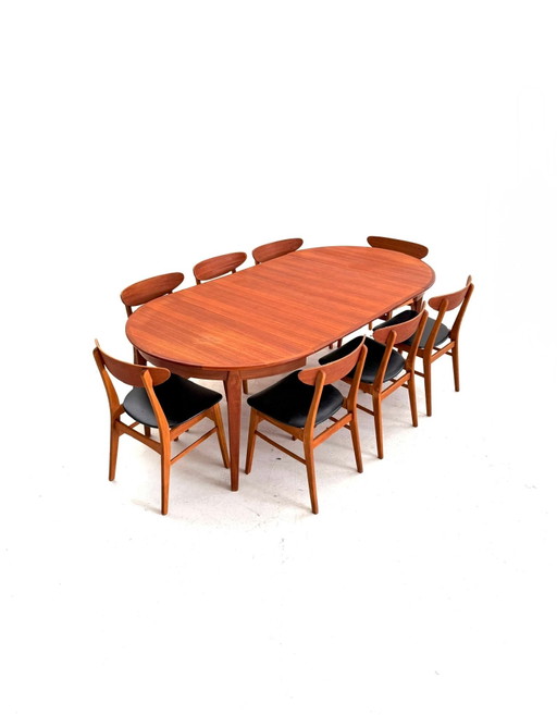 Tavolo da pranzo vintage allungabile in teak danese anni '60