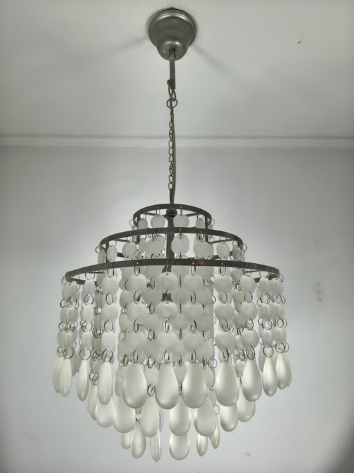 Lampadario vintage con gocce di vetro - 34x72 cm