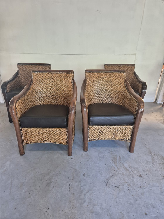 Image 1 of 4 vintage art deco colonial style armchairs