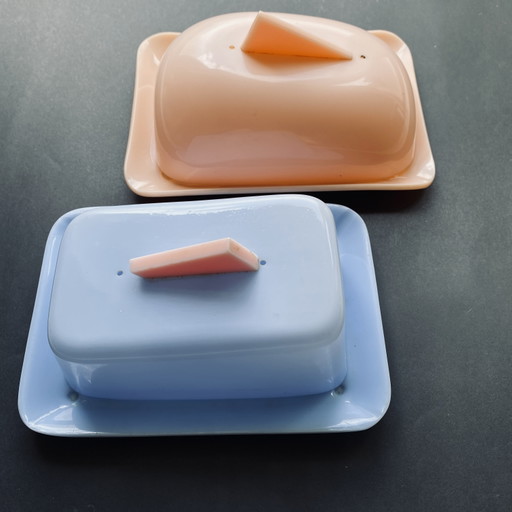 Set moderner Butterglocken – Pastellblau & Pfirsich – minimalistisches Design
