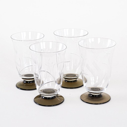 Set van vier glazen, Deens design, jaren 70, vervaardigd in Denemarken.