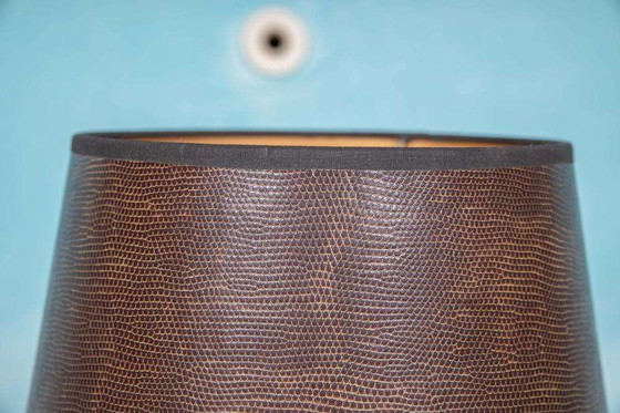 Image 1 of Lampe de table art déco en fer forgé des années 40 abat-jour serpent