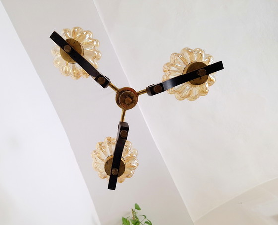 Image 1 of Mid Century Bellenkroonluchter / Vintage Hanglamp / Rustiek Elegant Lichtarmatuur / Joegoslavië jaren 1970 / Hanglamp