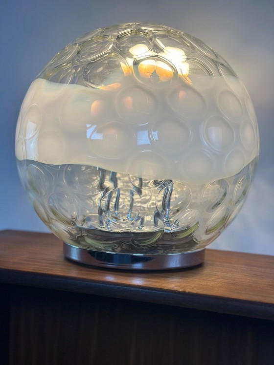 Vintage Murano Blown and Bubbled Glass Ball Lamp 1970s – Table lamps, Murano Glass (photo 3 of 13)