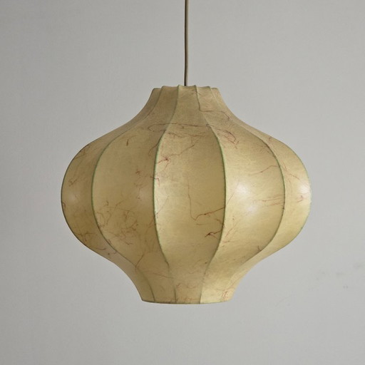 Vintage Cocoon Hanglamp van Goldkant – Duitsland 1970s – Zeldzame vorm – diameter 42 cm – E27 – Sculpturale Space Age Lamp