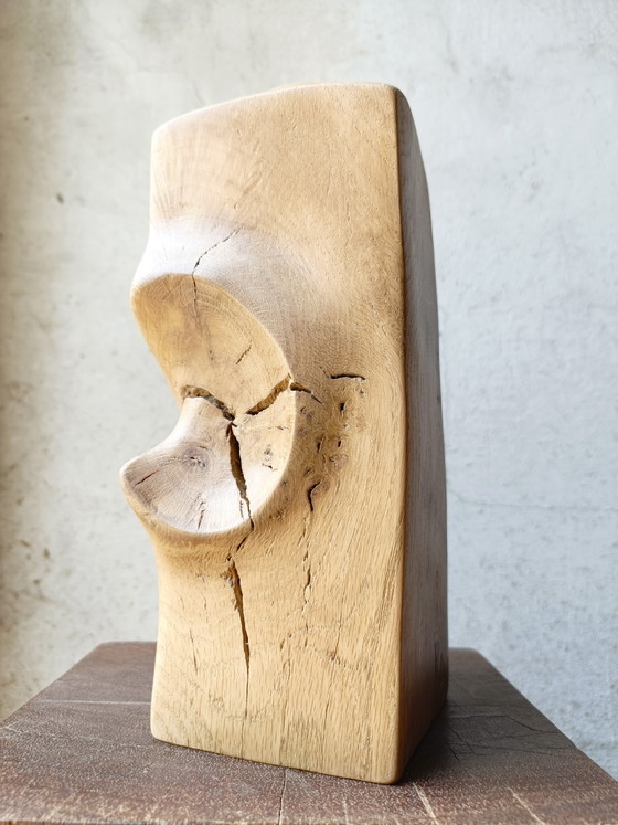 Image 1 of Vase/sculpture in carved solid oak