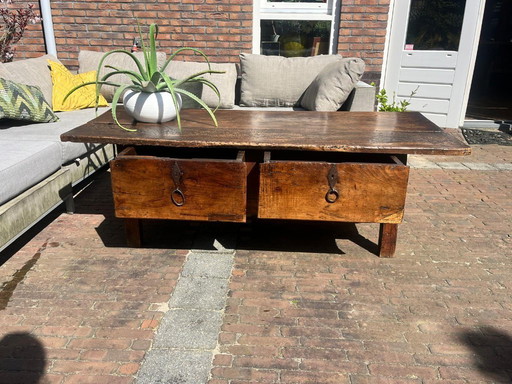 Antique Spanish chestnut coffee table