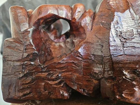 Antike handgeschnitzte Luohan/Damo-Statue – Bildhauerei, Wood (photo 9 of 11)