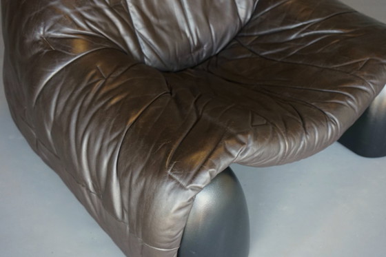 Image 1 of Amak Lounge Chair aus braunem Leder von Annie Hieronimus für Cinna, 1980er Jahre