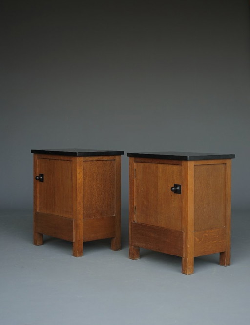 Art-déco-Nachttische aus Eiche von Henk Wouda für Pander & Zn., 1920er Jahre, 2er-Set