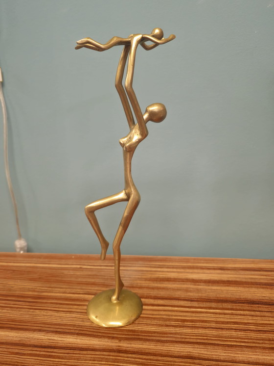 Image 1 of Madre e bambino in ottone vintage, bambina, festa della mamma