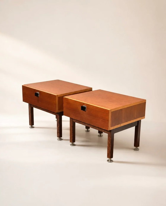 Set di comodini in teak in stile metà secolo – Metal, Scandinavian (photo 3 of 6)