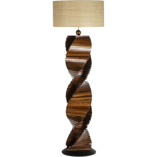 Base de lámpara escultórica vintage de madera barnizada, Francia, 1980