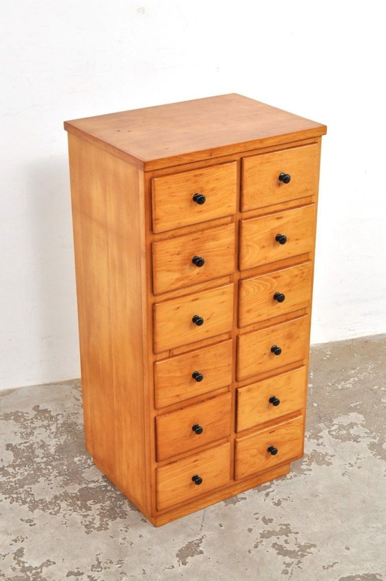 Image 1 of Vintage schoolkast/ ladekast in beukenhout, jaren 50