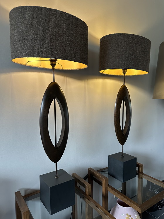 Image 1 of Porta Romana Sculpted Manhattan Large table lamp set 2 pieces