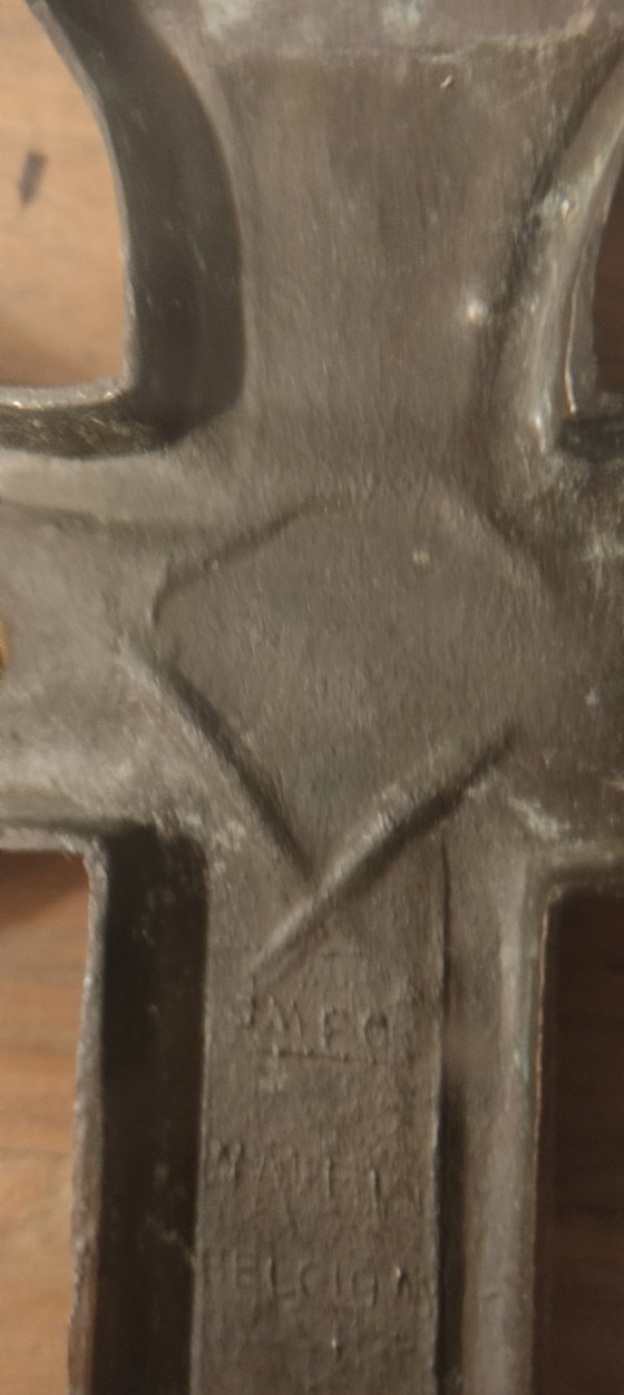 Image 1 of Small copper crucifix from 1930-1950