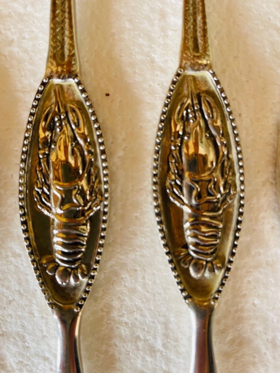 Image 1 of Vintage, Silver-Plated Lobster Forks & Cracker by Silea, Set of 7