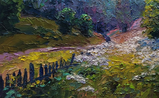 Original Oil Painting Summer Landscape Nature Wildflowers Are Growing – Paintings & Drawings, Canvas (photo 6 of 7)