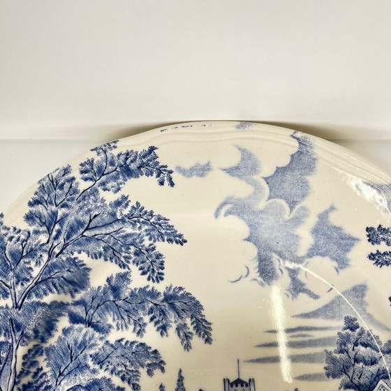 Image 1 of Ensemble de 6 assiettes plates bleues de style anglais, Lunéville
