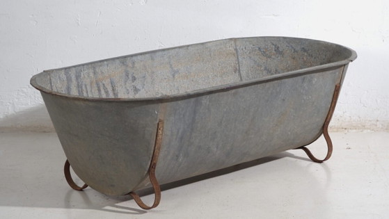 Bañera antigua de zinc galvanizado – Tina industrial europea – circa 1900 #6 – Macetas, Iron, Rustic (photo 3 of 39)