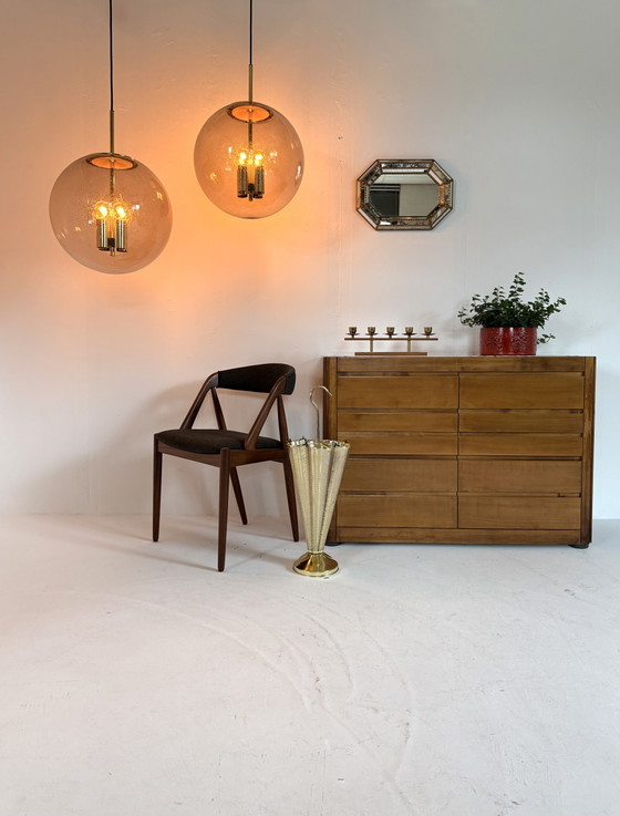 Image 1 of 2x XXL-Globus aus Messing und Rauchglas, Glashütte Limburg '70