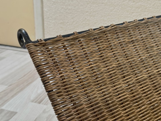 Image 1 of Vintage Rattan and Metal Magazine Rack