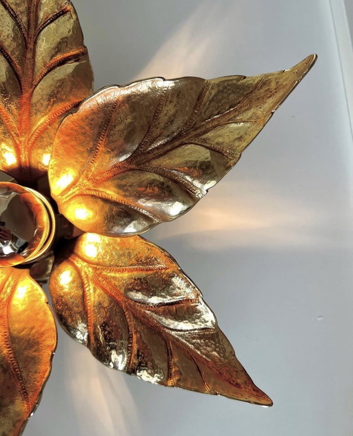 Brass flower wall/ceiling lamp by Willy Daro