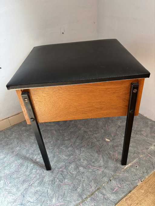 Aristo Sewing Stool 1960s – opbergkast, Wood, Skai