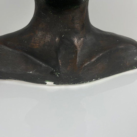 Image 1 of Neoclassicistische gipsen buste van een vrouw, vervaardigd door M. Mongey, 20e eeuw.